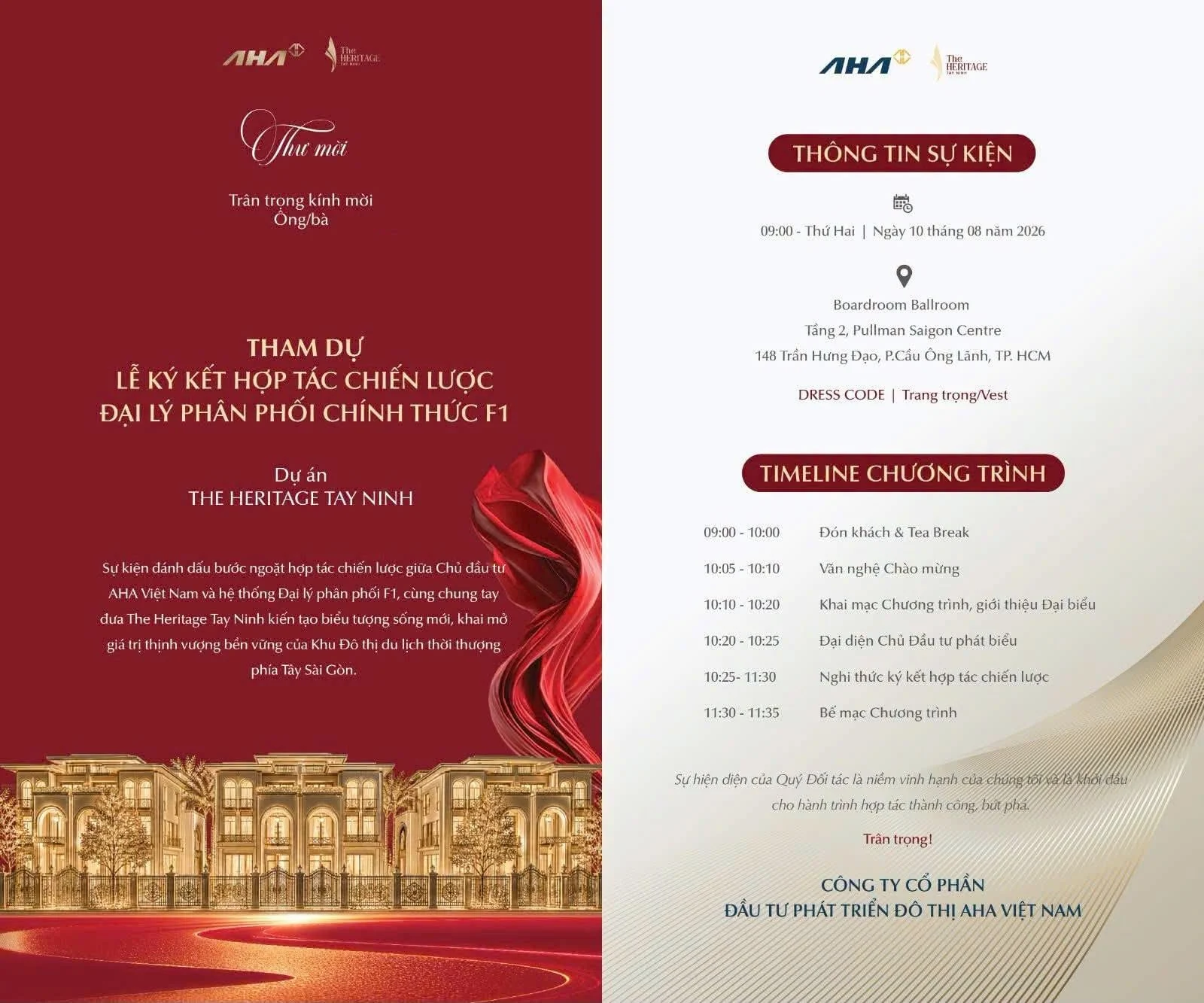 Lễ ký kết hợp tác chiến lược Đại lý phân phối chính thức F1 - Dự án The Heritage Tây Ninh